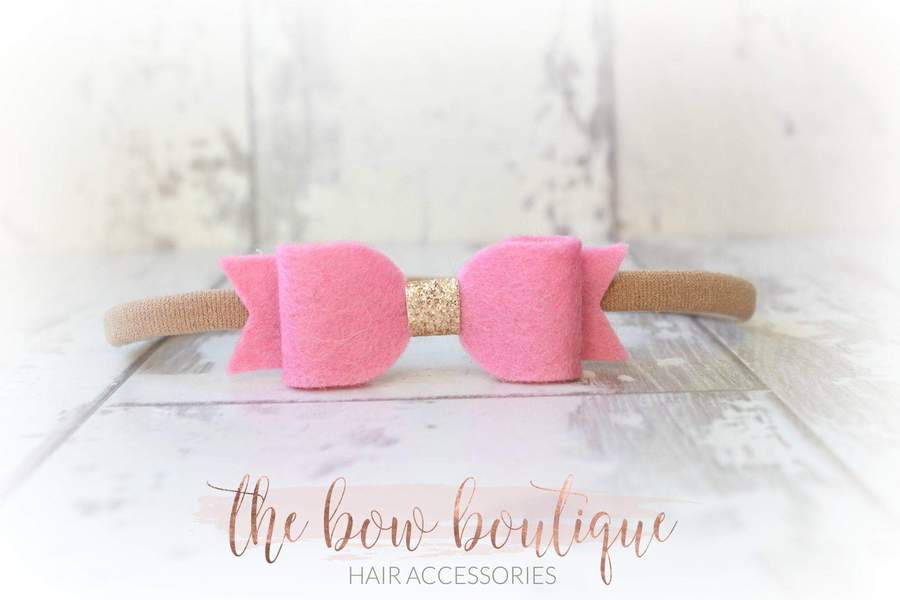 Small vintage bows with gold centre  | 12 Colours | Clip or headband