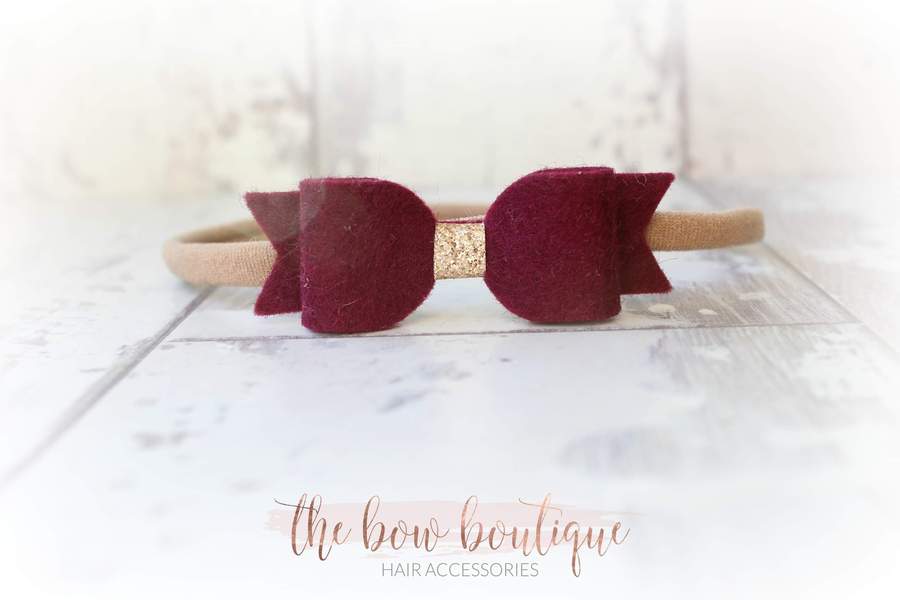 Small vintage bows with gold centre  | 12 Colours | Clip or headband
