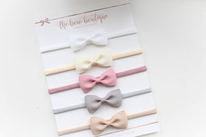 Neutral pinch bow nylon headband set
