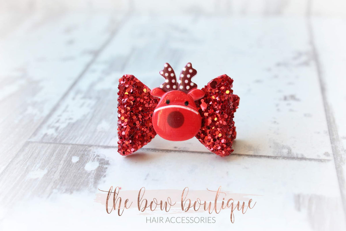 Mini baby reindeer bow | Clip or bobble