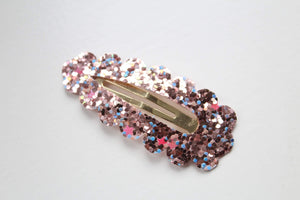 Glitter scalloped snappy clips - (25 Colours)