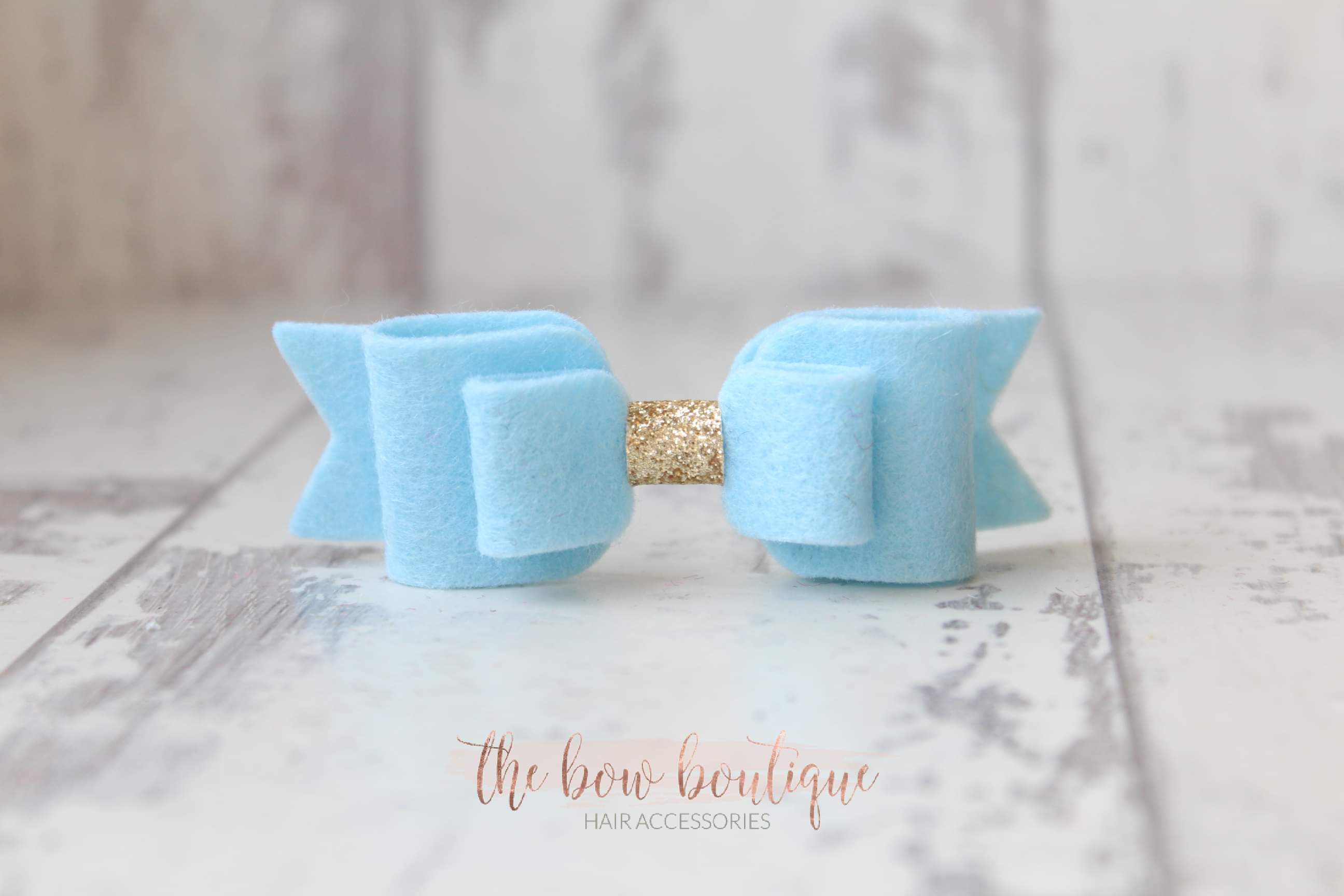 Double felt bows with gold centre | 25 colours | Clip or headband