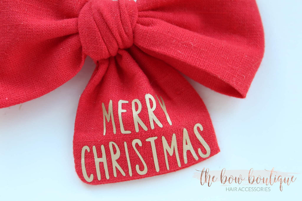Merry Christmas sweetheart bow | Clip, headband or bobble