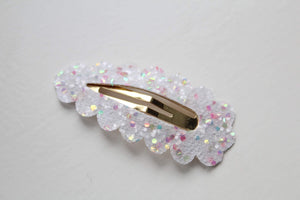 Glitter scalloped snappy clips - (25 Colours)