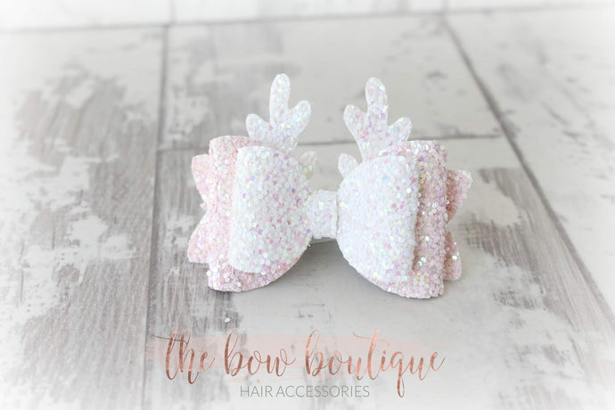 PINK ANTLER BOW CLIP