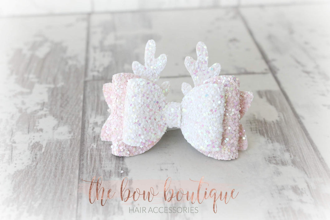 PINK ANTLER BOW CLIP