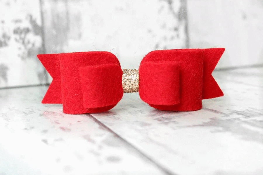 Double felt bows with gold centre | 25 colours | Clip or headband