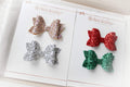 Christmas large deluxe glitter bow set | Clip or headband