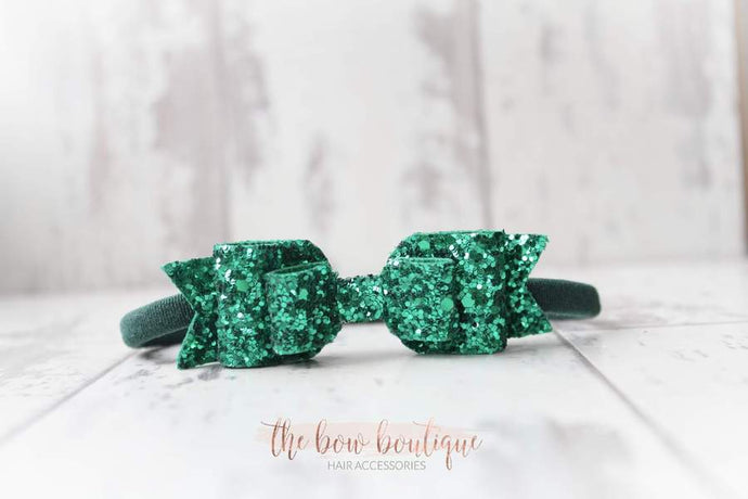 Green double glitter nylon headband