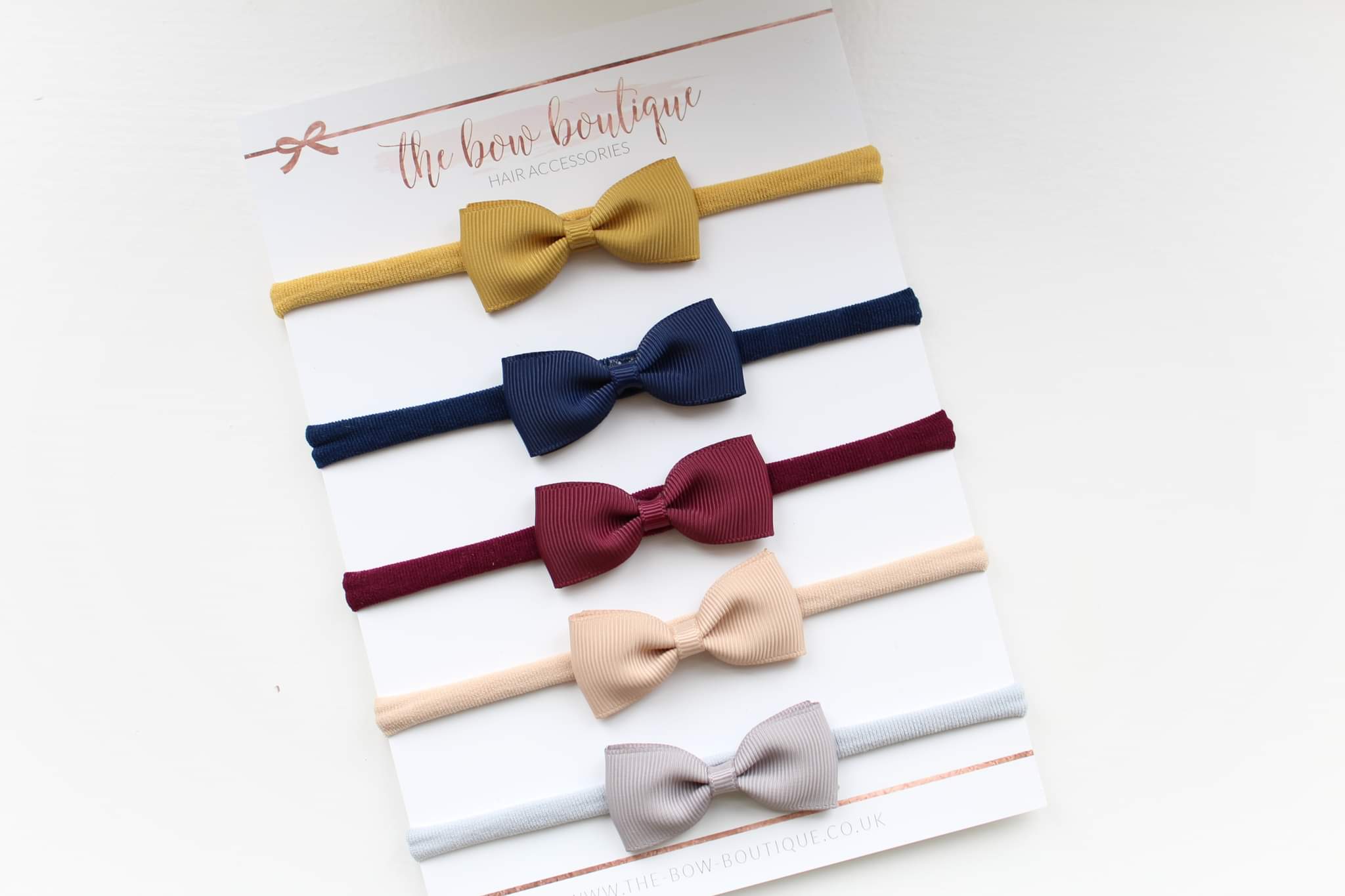Autumn pinch bow nylon headband set