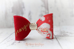 Retro santa glitter name bows