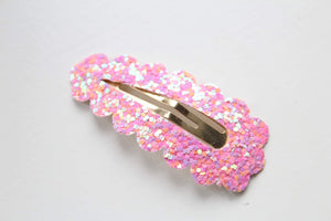 Glitter scalloped snappy clips - (25 Colours)