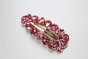 Glitter scalloped snappy clips - (25 Colours)