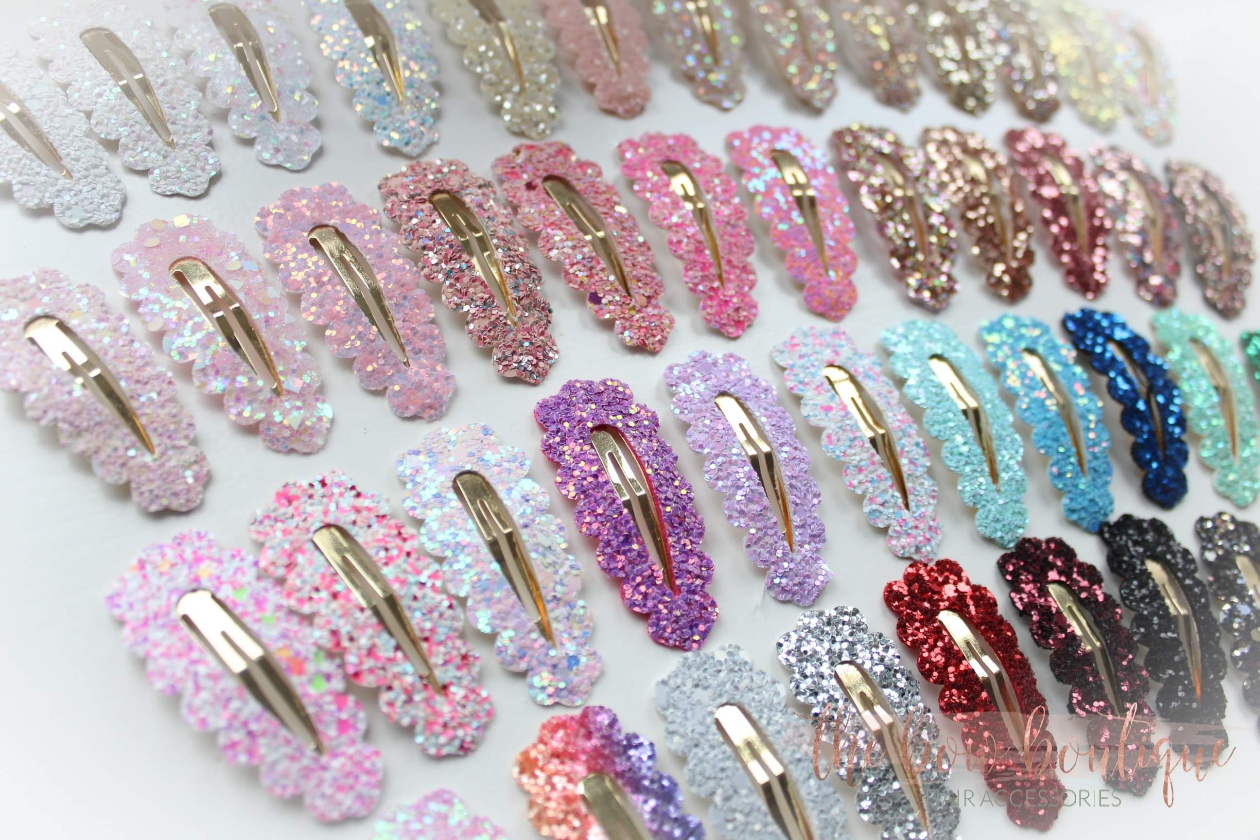 Glitter scalloped snappy clips | 20 Colours