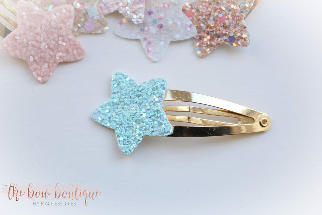 Glitter star snappy clips (25 colours)