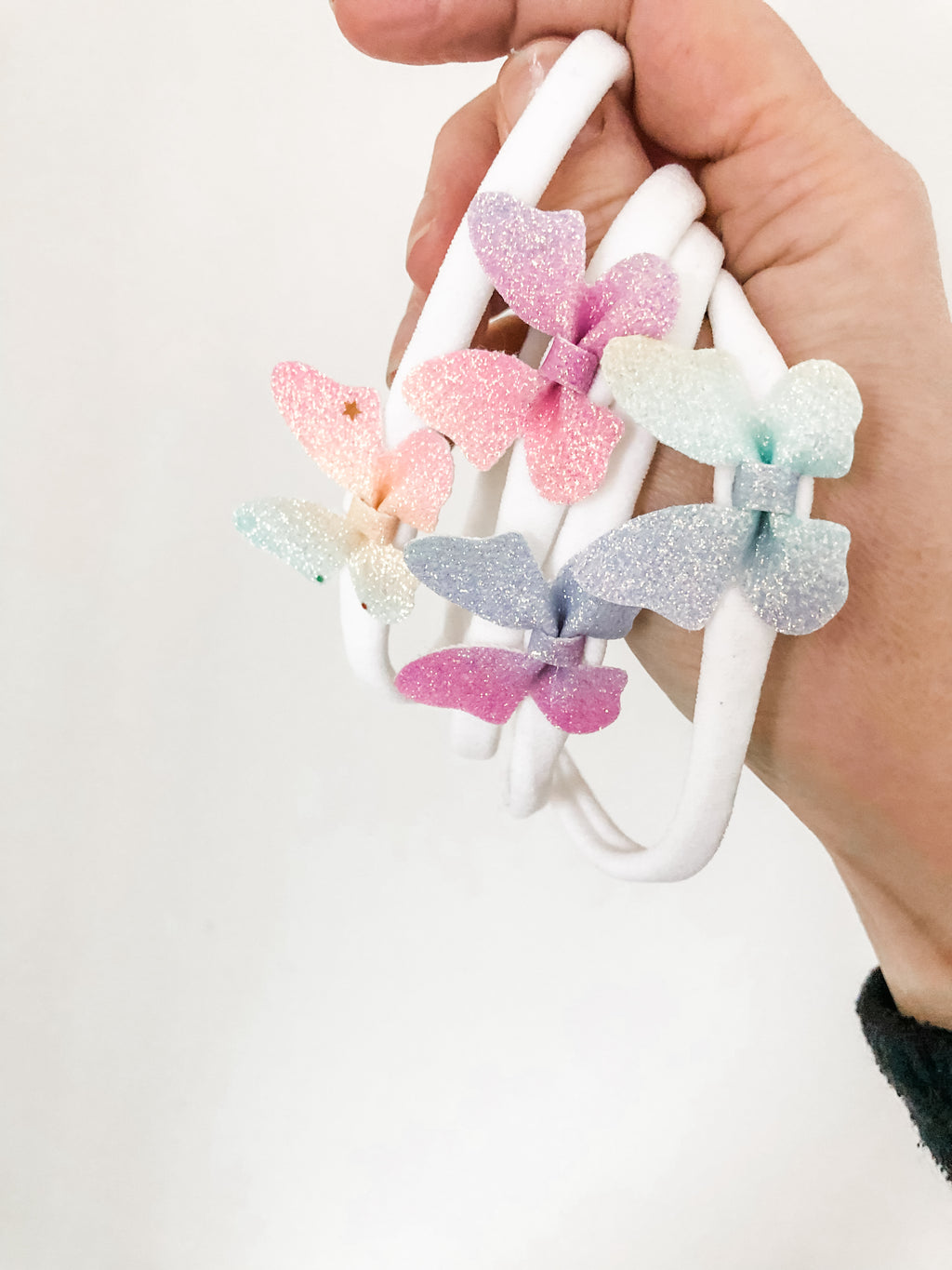Pastel rainbow glitter butterfly clip | 2 Sizes