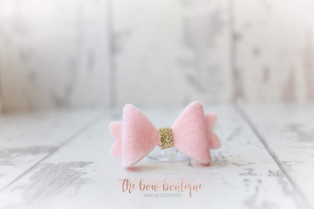 Mini baby felt gold centre bows | 25 Colours | Clip or bobble