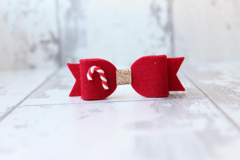 Small candy cane bow | Clip or bobble