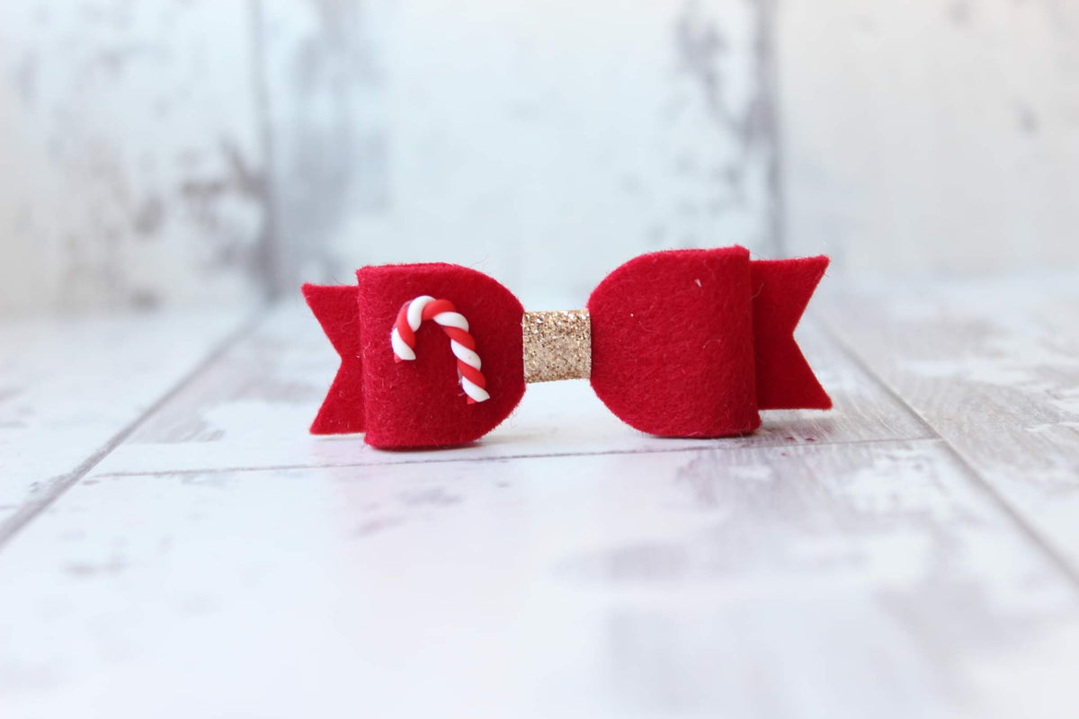 Small candy cane bow | Clip or bobble