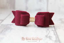 Load image into Gallery viewer, Double felt bows with gold centre (25 colours)