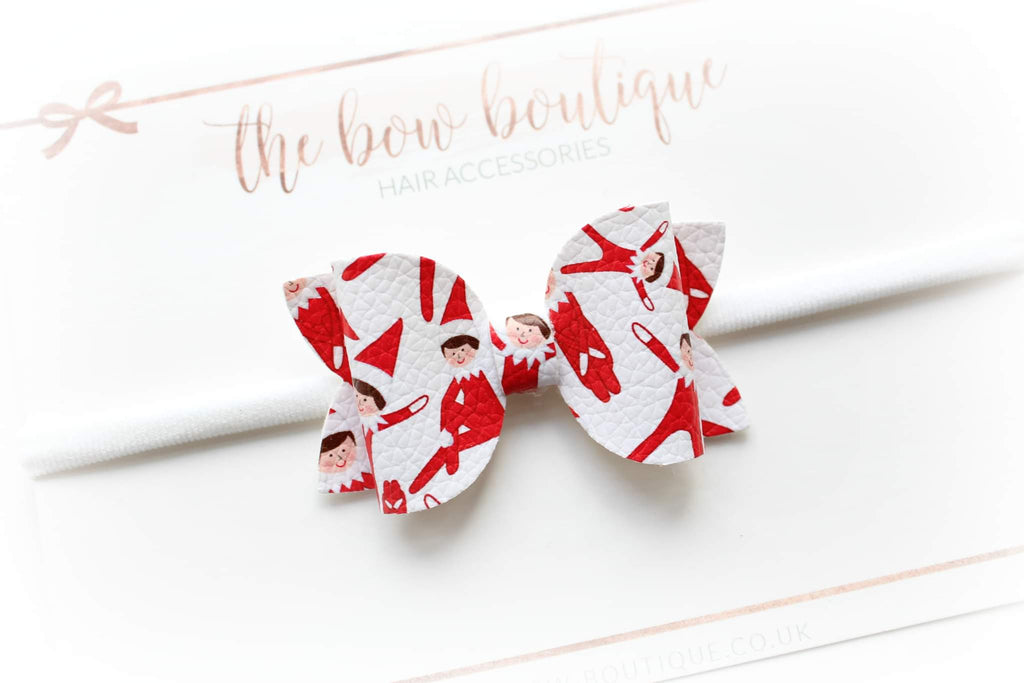 Red elf medium deluxe bow | Clip or headband