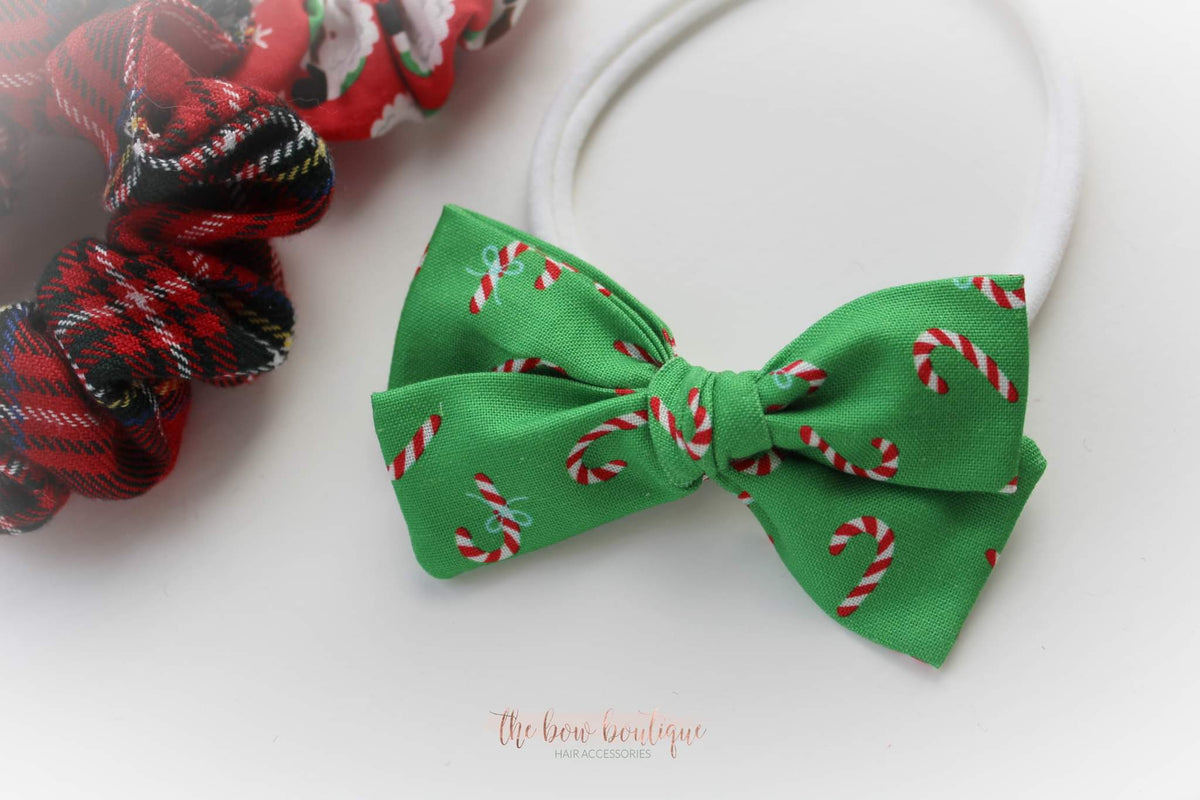 Christmas candy cane mini sweetheart bow | Clip, headband or bobble