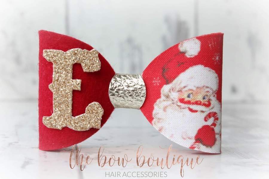 Personalsied santa bow | Clip or headband