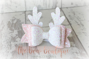 PINK ANTLER BOW CLIP