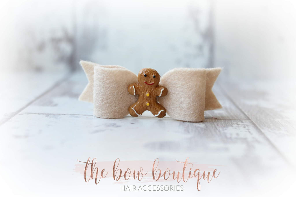 Gingerbread man bow | Clip or headband