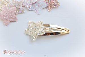 Glitter star snappy clips (25 colours)