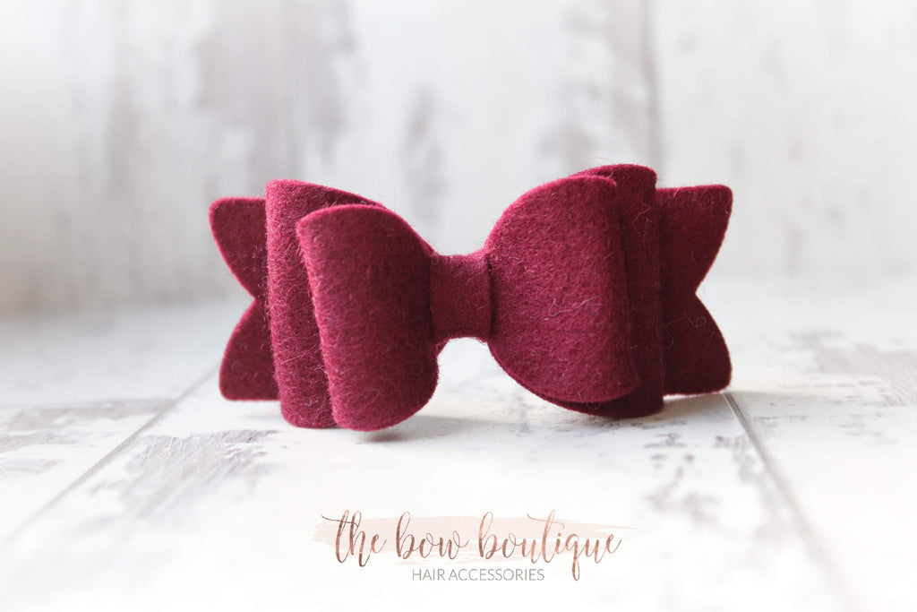 Chunky double felt bows | 23 Colours | Clip or headband