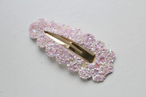 Glitter scalloped snappy clips - (25 Colours)