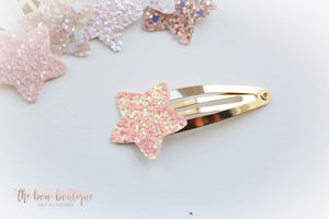 Glitter star snappy clips (25 colours)
