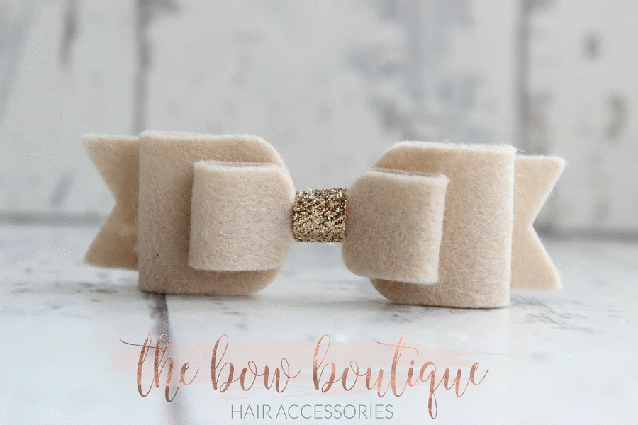 Double felt bows with gold centre | 25 colours | Clip or headband