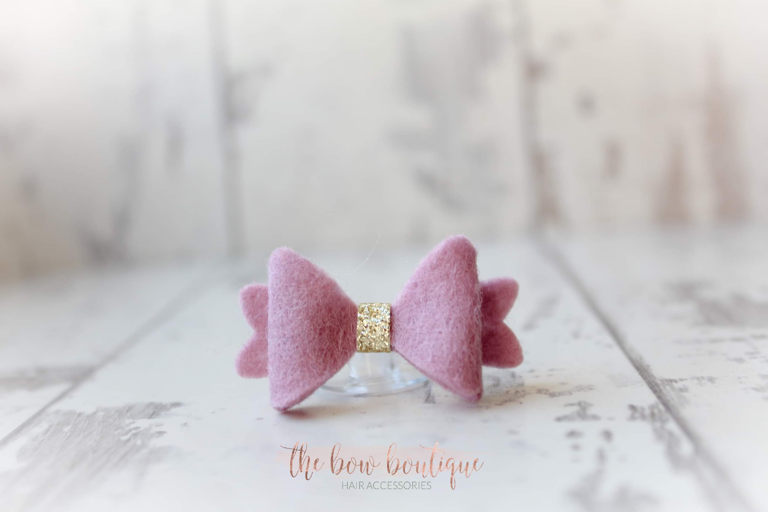 Mini baby felt gold centre bows | 25 Colours | Clip or bobble