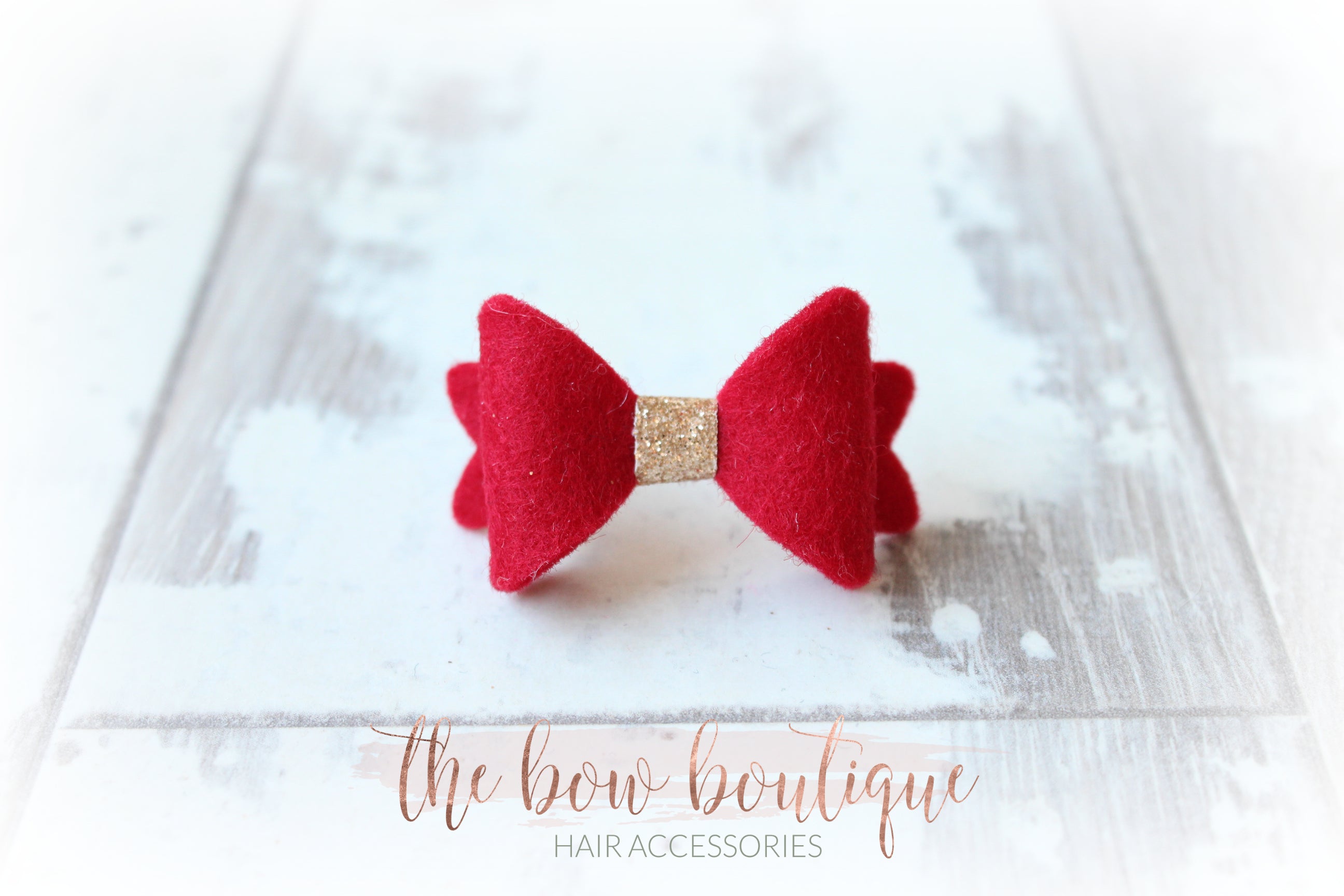 Mini baby felt gold centre bows | 25 Colours | Clip or bobble