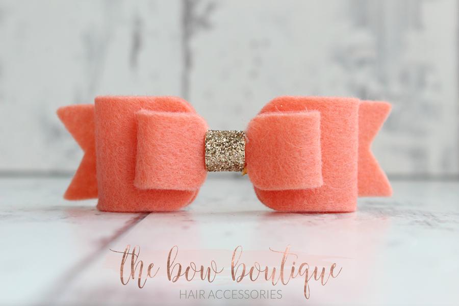 Double felt bows with gold centre | 25 colours | Clip or headband