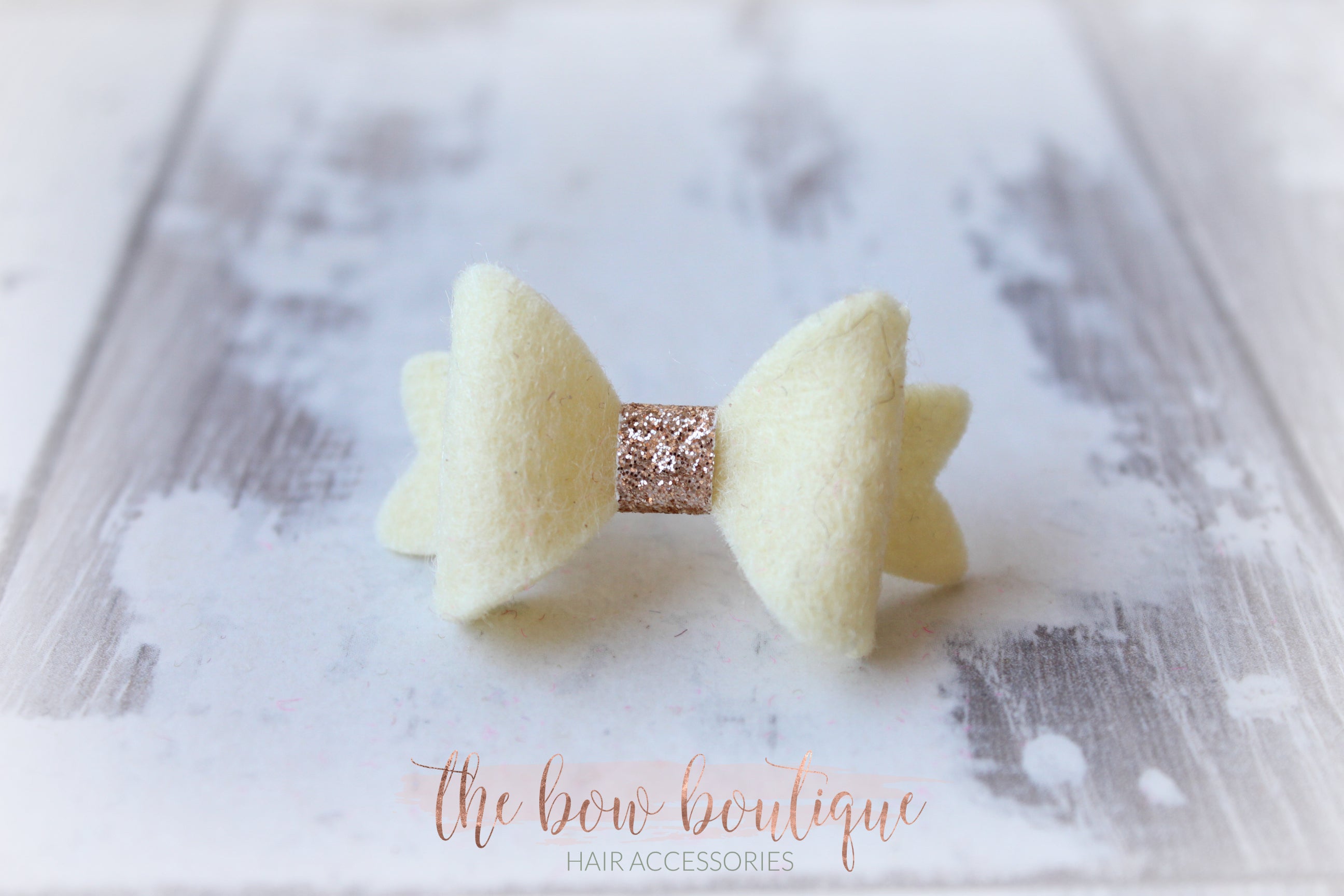 Mini baby felt gold centre bows | 25 Colours | Clip or bobble